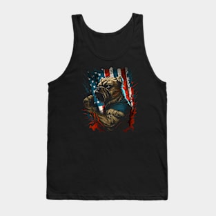 Patriotic Strong Dog Design Tank Top